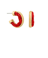 RED TWISTED LEATHER  HOOPS