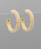 OVAL PEARL BEAD HOOPS