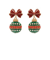 RED BOW ORNAMENT EARRINGS