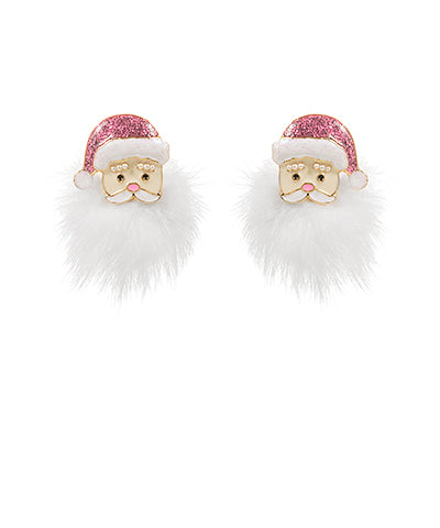 POMPOM PINK SANTA  STUD