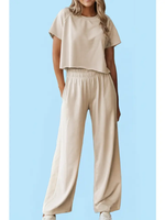 BONE LOOSE TEE AND WIDE LEG PANTS SET