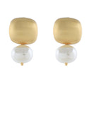 OVAL PEARL SOFT GOLD STUD