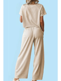 BONE LOOSE TEE AND WIDE LEG PANTS SET