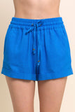 BLUE LINEN SHORTS