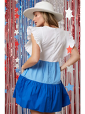 RED WHITE AND BLUE EMBROIDERED DRESS