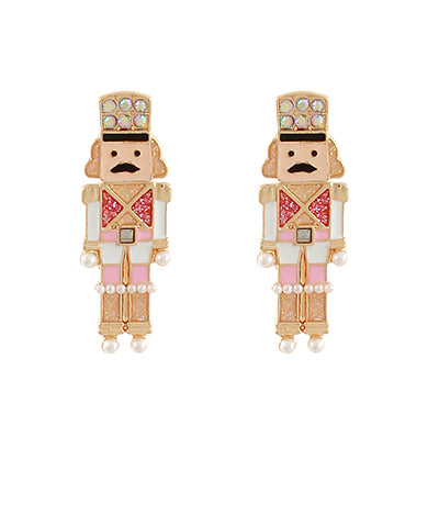 PINK NUTCRACKER CHRISTMAS EARRINGS