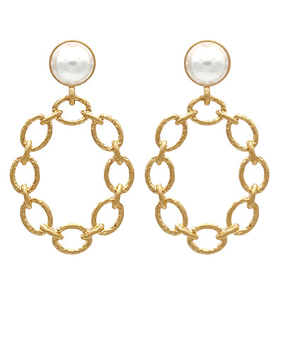 CIRCLE LINK GOLD POST EARRINGS