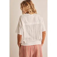 WESTERN FRINGED OVERSIZED WHITE T SHIRT