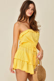 YELLOW GAUZE STRAPLESS DRESS