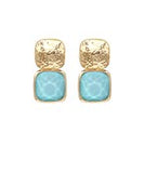 GOLD STUD SQUARE STONE EARRINGS