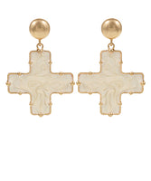 MARBLE CROSS EARRINGS