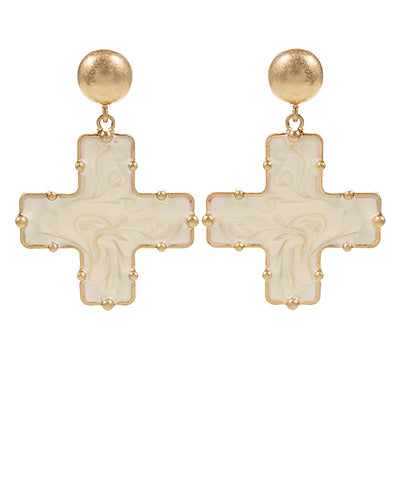 MARBLE CROSS EARRINGS