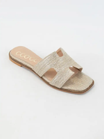 TWEED H SHAPED SLIDE SANDAL