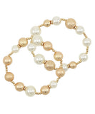 PEARL AND GOLD TWO ROW BRACELET