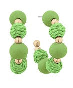 LIME GREEN BALL BEAD HOOP EARRINGS