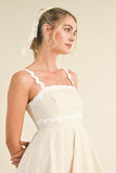 WHITE RIC RAC TRIM OATMEAL DRESS