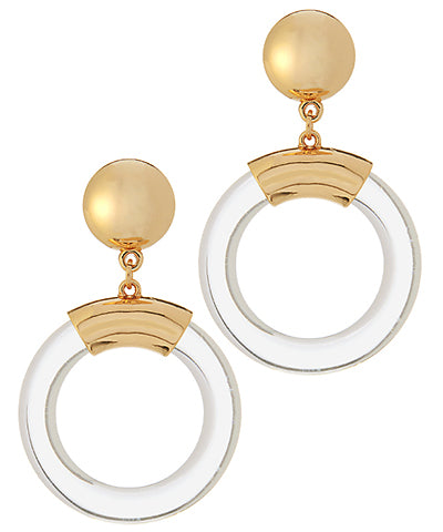 GOLD STUD CLEAR RING EARRING