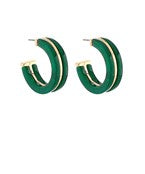 EMERALD GREEN GOLD HOOPS