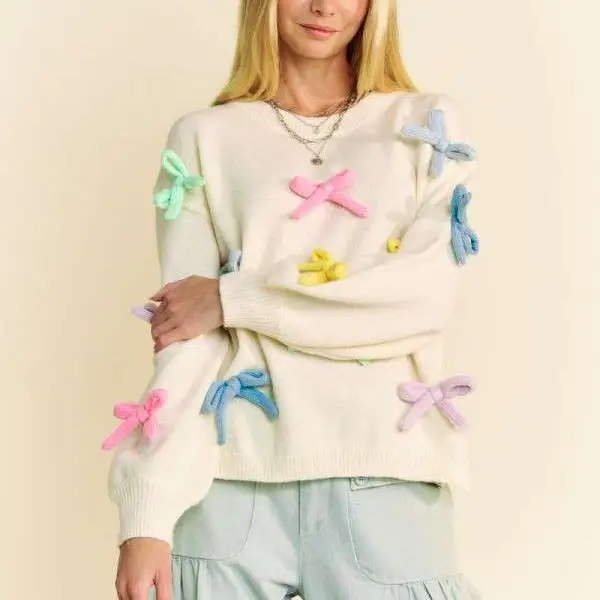 BOW TIE RIBBON SWEATER