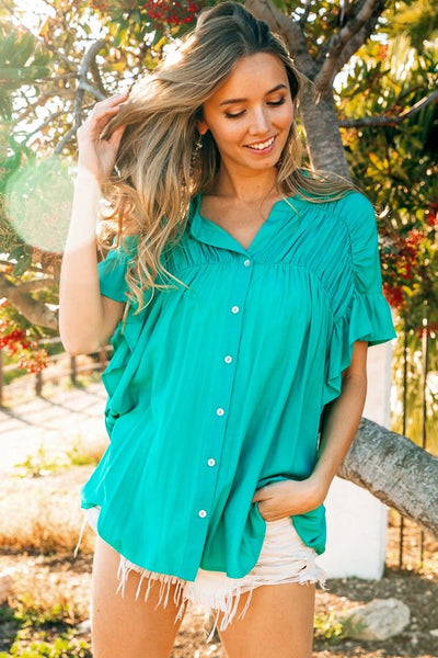 JADE LOOSE FIT WOVEN SHIRT WITH FRONT BUTTONS