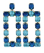 BLUE GLASS RECTANGLE DROP EARRINGS