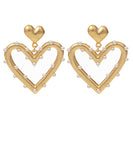 PEARL DOT HEART DROP EARRING