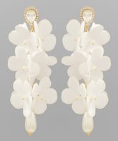 PEARL DROP FLOWER LINK EARRINGS