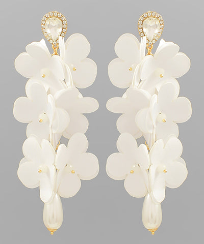 PEARL DROP FLOWER LINK EARRINGS