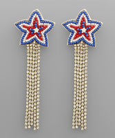 USA STAR AND TASSEL EARRINGS