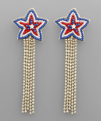 USA STAR AND TASSEL EARRINGS