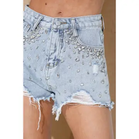 STUDDED DENIM SHORTS