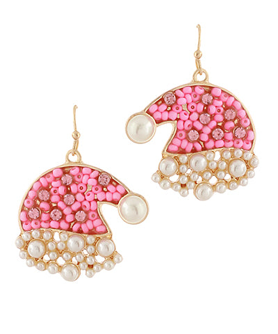 CHRISTMAS HAT PEARL EARRINGS