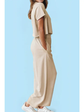 BONE LOOSE TEE AND WIDE LEG PANTS SET