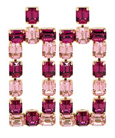 PINK GLASS RECTANGLE DROP EARRINGS